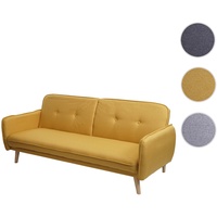 Mendler Schlafsofa HWC-J18, Couch Klappsofa Gästebett Bettsofa, Schlaffunktion Stoff/Textil 185cm - gelb