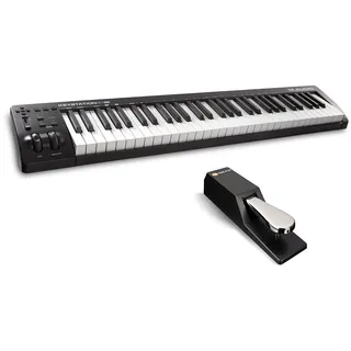 M-Audio Keystation 61MK3 + SP-2 - MIDI Keyboard Controller mit 61 Tasten, zuweisbaren Reglern, Pitch/ Modulation Rädern + Universal Sustain Pedal mit Piano Style Action
