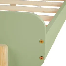 Homestyle4u Kinderbett 90 x 200 cm Kiefer massiv lackiert grün