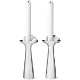 Georg Jensen Kerzenständer-Set Bloom Botanica Edelstahl Silber/Weiß