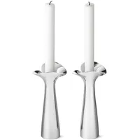 Georg Jensen Kerzenständer-Set Bloom Botanica Edelstahl Silber/Weiß