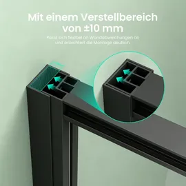 mai & mai Rav69K Eckdusche mit Schiebetür 80 x 80 cm Schwarz Sicherheitsglas