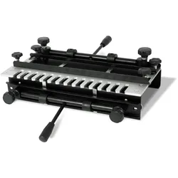 EBERTH Zinkenfräse mit 300 mm Breite, für 32 mm Holz, Metall-Schablone, Schnellklemmen, Werkbankmontage
