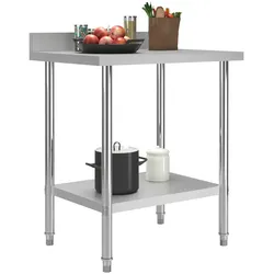 DELUKE® Edelstahl Arbeitstisch KUGO 80x60x93cm mit Aufkantung, Edelstahl Gastro-Arbeitstisch Arbeitsfläche Gastro-Küchentisch Küchen-Arbeitstisch