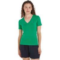 Tommy Hilfiger Damen T-Shirt Kurzarm New Slim Cody V-Neck V-Ausschnitt, Grün (Olympic Green), XS