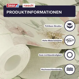 tesa rasch Vliestapete Lumina 6,00 m x 0,53 m 1 St Beige/Grün/Rosa/Weiß/Mehrfarbig 371314