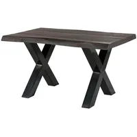 MASSIVMOEBEL24.DE Baumtisch Mango 160x90x77 grau lackiert / X-Beine anthrazit