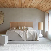 Tikamoon Kopfteil aus Rattan für Bett mit 160 cm Schlafzimmer Doppelbett Massivholz