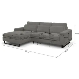 xonox Eckcouch Polyester L-Form 3-Sitzer Grau