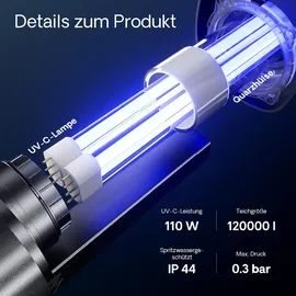 Wiltec CUV-2110 Teichklärer 8000 l/h UVC
