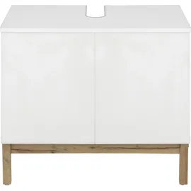 WELLTIME Waschbeckenunterschrank WELLTIME "Stian", weiß (weiß, eiche), B:60cm H:55,5cm T:35cm, Holzwerkstoff, Schränke, Waschbeckenunterschrank, mit 2 Türen und Siphonausschnitt, Breite 60 cm, Höhe 55,5 cm
