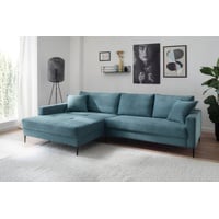 Trends by HG Ecksofa »Summer L-Form«, in Cord-Stoff mit Metallfuß, blau