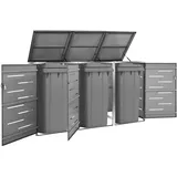 SECOLI mülltonnenbox 3 tonnen 3er mülltonnenbox mülltonnenbox 3er 240l mülltonnenbox Metall Abschließbar Edelstahl-Anthrazit-3 Tonnen-207x77,5x115 cm