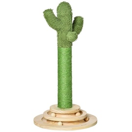 PawHut Kratzbaum Kaktus Spielzeug 65 cm Hoch Sisal Seil Kiefernholz Grün+Natur