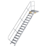 Günzburger Treppe mit Plattform 45° inkl. einen Handlauf, 600mm Stufenbreite, 15 Stufen