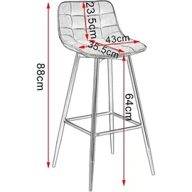 Woltu Barhocker 2er Set Designer Barstuhl Hocker Tresenhocker Bistrohocker mit Fußstütze Kunstleder Metall Braun