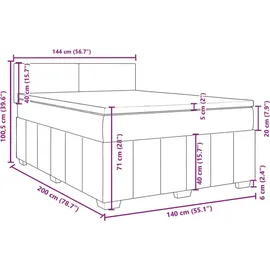 vidaXL Boxspringbett mit Matratze Hellgrau 140x200 cm Stoff