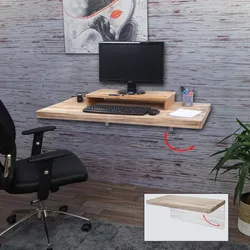 Wandtisch MCW-H48, Wandklapptisch Wandregal Tisch, klappbar Massiv-Holz ~ 120x60cm naturfarben