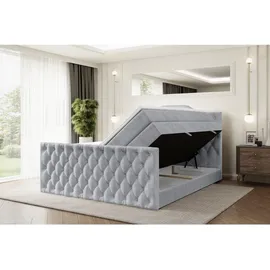 altdecor Boxspringbett Hellgrau, Holzwerkstoff, Höhe ca. 20 cm 140x200 cm, Schlafzimmer, Betten, Boxspringbetten