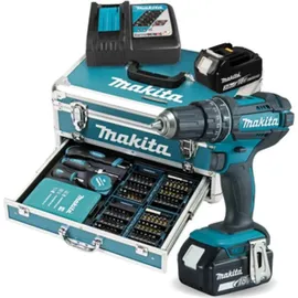 Makita DHP482RFX9 inkl. 2 x 3 Ah + Alukoffer + 96-tlg. Zubehör