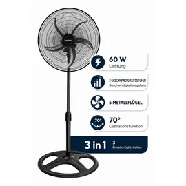 Opviq KTF-340 50 cm Standventilator Schwarz