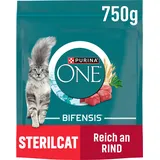 PURINA ONE BIFENSIS STERILCAT Katzenfutter trocken für sterilisierte Katzen, reich an Rind, 6er Pack (6 x 750g)