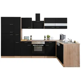 Respekta Winkelküche 310 x 172 cm Schwarz/Eiche