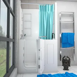 SeniorBad Seniorendusche und Sitzwanne Kombination Badewanne mit Tür 68 x 110 x 205 cm (S08D-TH-A-R)