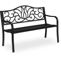 Relaxdays Gartenbank 10030988_46 schwarz Metall 127,5 cm