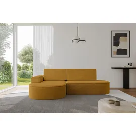 altdecor Eckcouch Cord mit Schlaffunktion 2-Sitzer Senfgelb