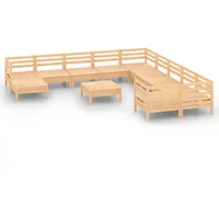 vidaXL Garten-Lounge-Set 12-tlg. Massivholz Kiefer braun