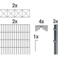 GAH Alberts Doppelstabmattenzaun 400 x 140 cm Anthrazit