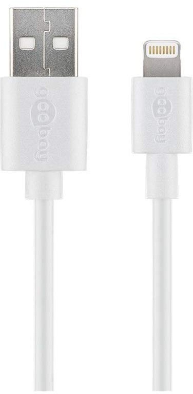 Goobay 54600 Lightningkabel 1m / Apple Lightning auf USB A Ladekabel / Highspeed 480 Mbits / Aufladekabel Handyladekabel iPad iPhone AirPods / Weiß / 1m