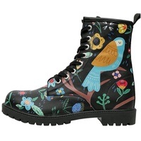 DOGO Vegane Damen Boots Stiefeletten - Flower & Birds 40