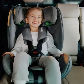 lionelo Autokindersitz Lavender i-Size ab 1 Jahr bis 12 Jahren, ab 9 kg bis 36 kg ISOFIX Breiter Einstellber Grau - Grau