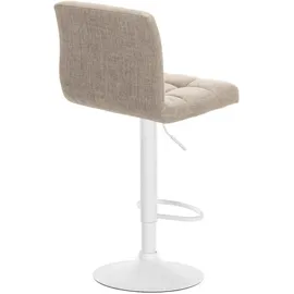CLP Barhocker Calma Stoff 360° drehbar höhenverstellbar 60 x 40 x 100 cm Creme/Weiß