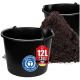 BigDean Mörtelkübel 2x Baueimer 12l mit Ausguss Garten Mörtel Beton Eimer Made in Germany, (2-tlg) schwarz