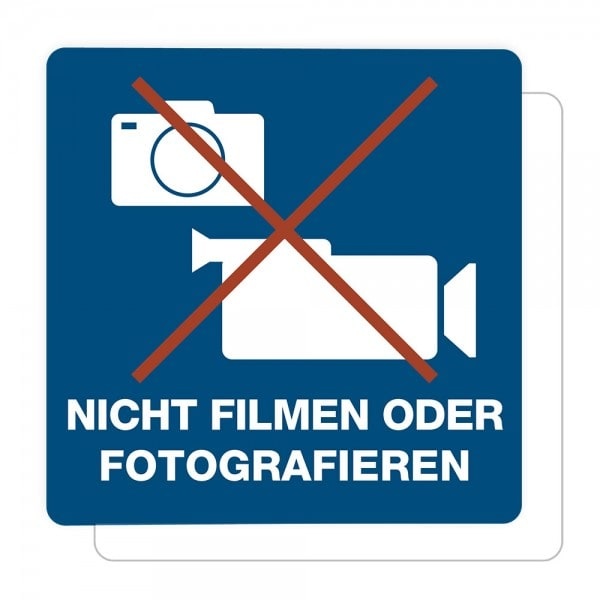 3 Stück Hinweis-Aufkleber - Nicht Filmen oder Fotografieren (150x150