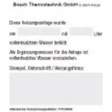 Bosch Thermotechnik Aufkleber Doku VES_S