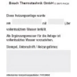 Bosch Thermotechnik Aufkleber Doku VES_S