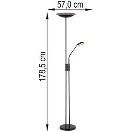 GLOBO LED Deckenfluter dimmbar Lesearm schwenkbar H 178,5cm