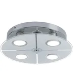 GLOBO Deckenleuchte Chrom LED Deckenlampe Wohnzimmer, Glas satiniert, 4x 3w 250lm 3000k, Dxh 30x7,5 cm