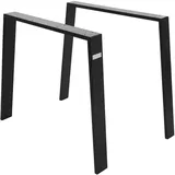 ML-Design 2Er Set Tischbeine Loft 90x72 cm Schwarz aus Stahl Industriedesign