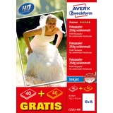 Zweckform Avery-Zweckform Premium Inkjet Fotopapier seidenmatt weiß, 10x15cm, 250g/m2 C2552-40P