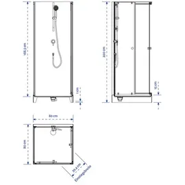 Marwell Komplettdusche White Dream 80 x 80 cm