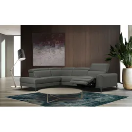 Calia Italia Ecksofa CALIA ITALIA "Benja, Designsofa mit erstklassigen Komfortfunktionen zum Wohlfühlen", grau (iron), B:294cm T:227cm, Sofas, Ecksofa, in Leder, mit elektrischer Relaxfunktion