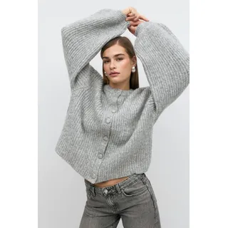Gina Tricot - Chunky knitted cardigan - Cardigans - Grau - XS - Dame - Grau - XS