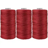 3 Stücke 1.5mm Polyester Garn,MoreChioce Polypropylen-Kordel Makramee-Kordel Makramee Seil Häkelgarn Makramee Garn Polyester Macrame Cord Häkeltasche Kordel für Strickwaren,Wein Rot