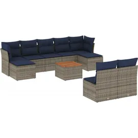 vidaXL Gartensofa-Set 10-tlg. grau Polyrattan