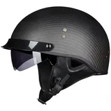 Retro Carbon Fiber Shell Motorradhalbhelm Jethelm Für Motorräder DOT/ECE-Zertifizierter Roller-Helm Scooter-Helm Moped Mofa-Helm Chopper Vintage Rollerhelm Sturzhelm Chopper Helm 2,XL